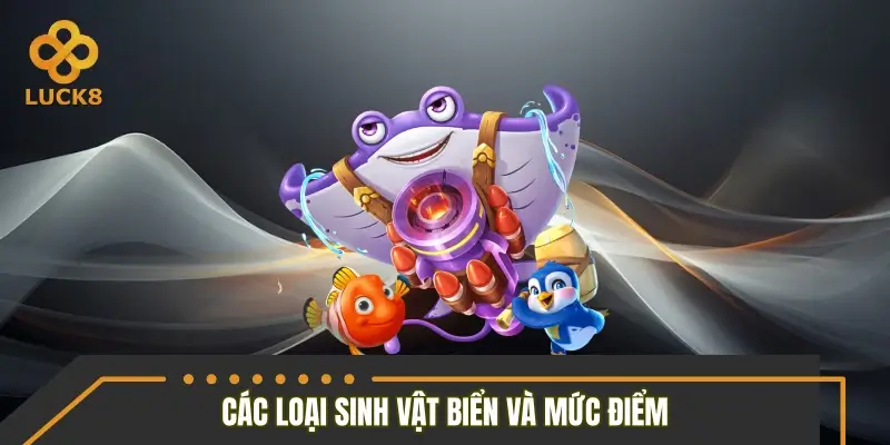 Các loại sinh vật biển và mức điểm thưởng tương ứng